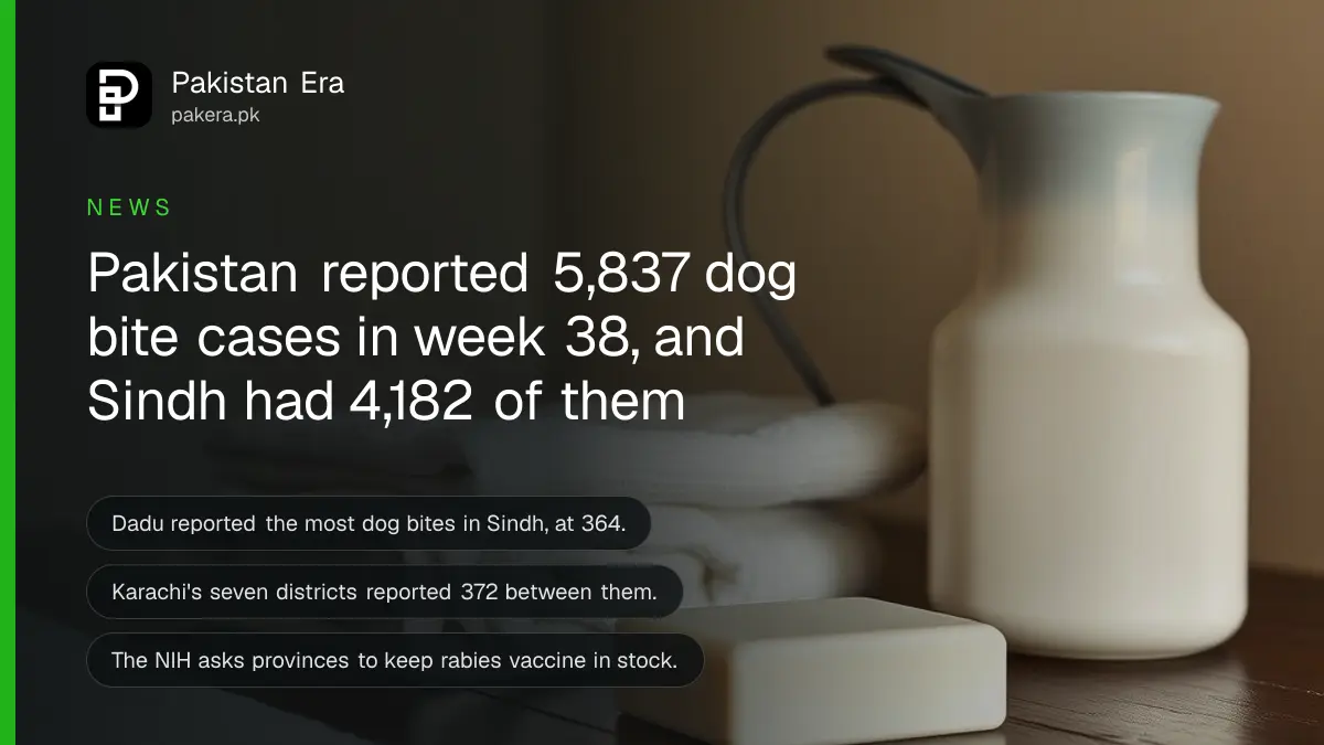 A bar of white soap, a folded towel and a steel water jug on a wooden table, for washing a dog bite wound