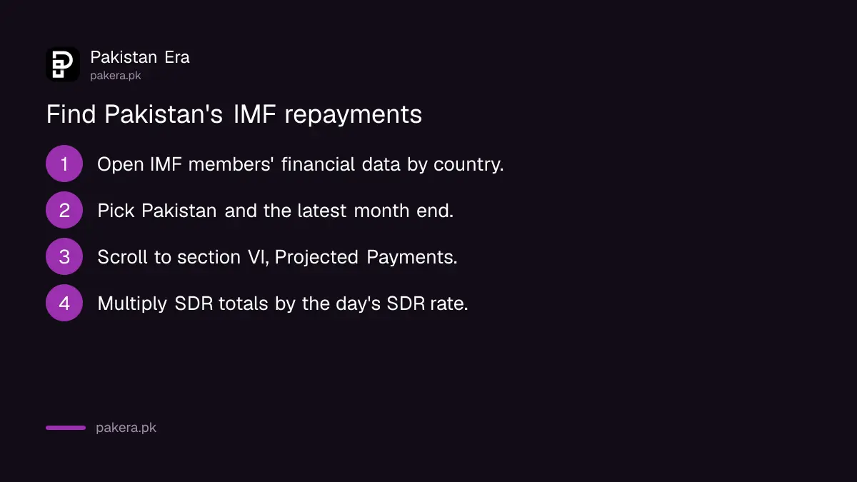 Four steps to find Pakistan's IMF repayment schedule on the IMF website