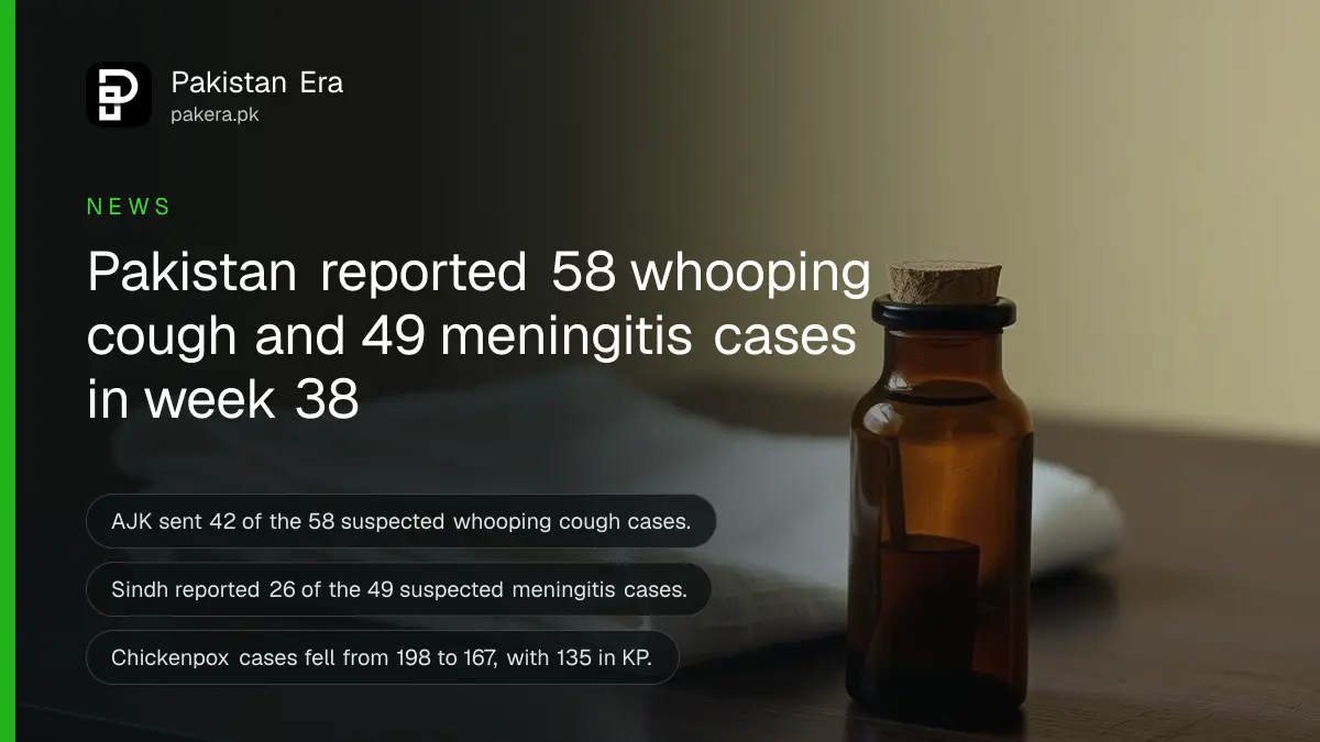 A small brown glass bottle with a cork and a folded white cotton cloth on a wooden table, for a report on vaccine-preventable disease cases in Pakistan