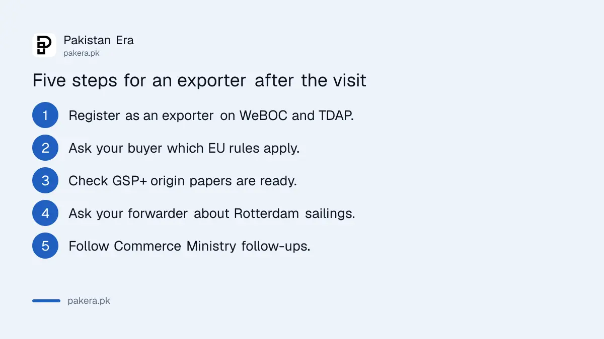 Five steps for a Pakistani exporter after the Dutch trade delegation visit in October 2026