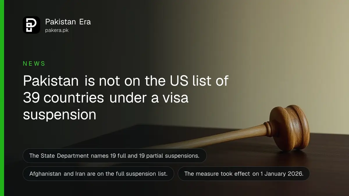 A wooden gavel on a dark wooden table, for an article on the US 39 country visa suspension list and Pakistan