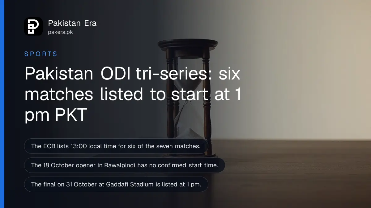A wooden hourglass on a dark wooden table, for the start times of the Pakistan ODI tri-series