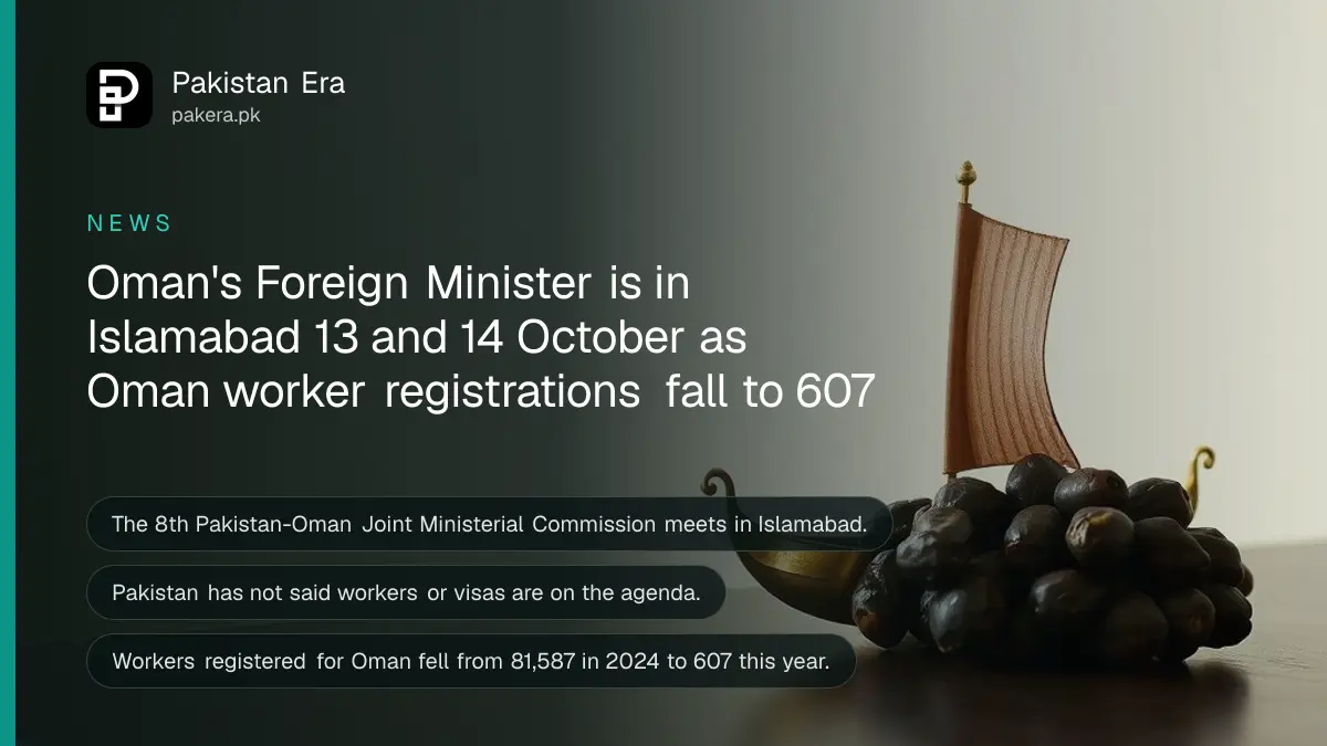 A brass boat model and dates on a dark wooden table, for a report on Oman's Foreign Minister visiting Pakistan
