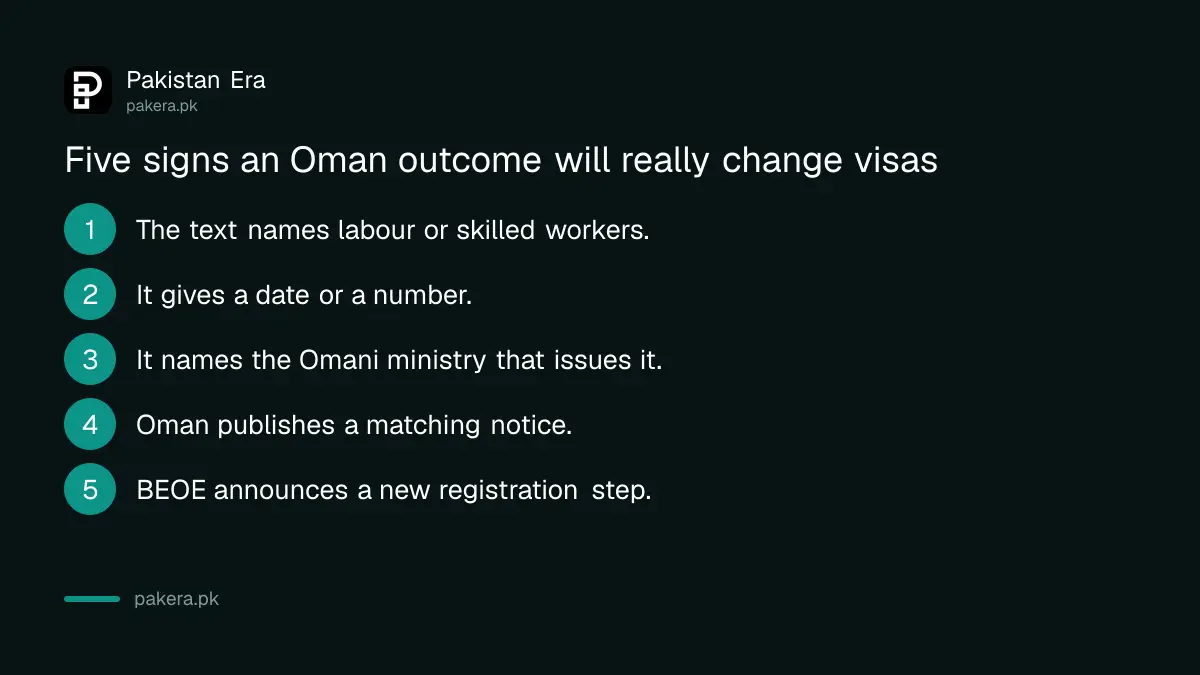Five signs that a Pakistan-Oman commission outcome will actually change work visas