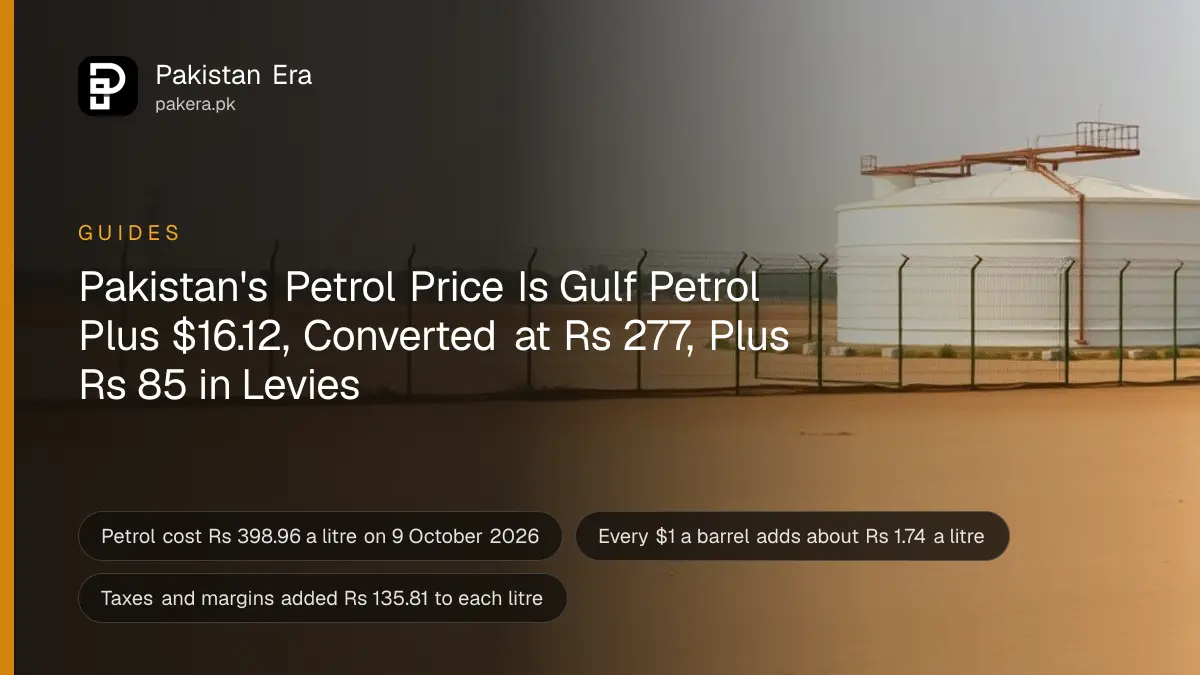 Fuel storage tanks on flat ground near Karachi