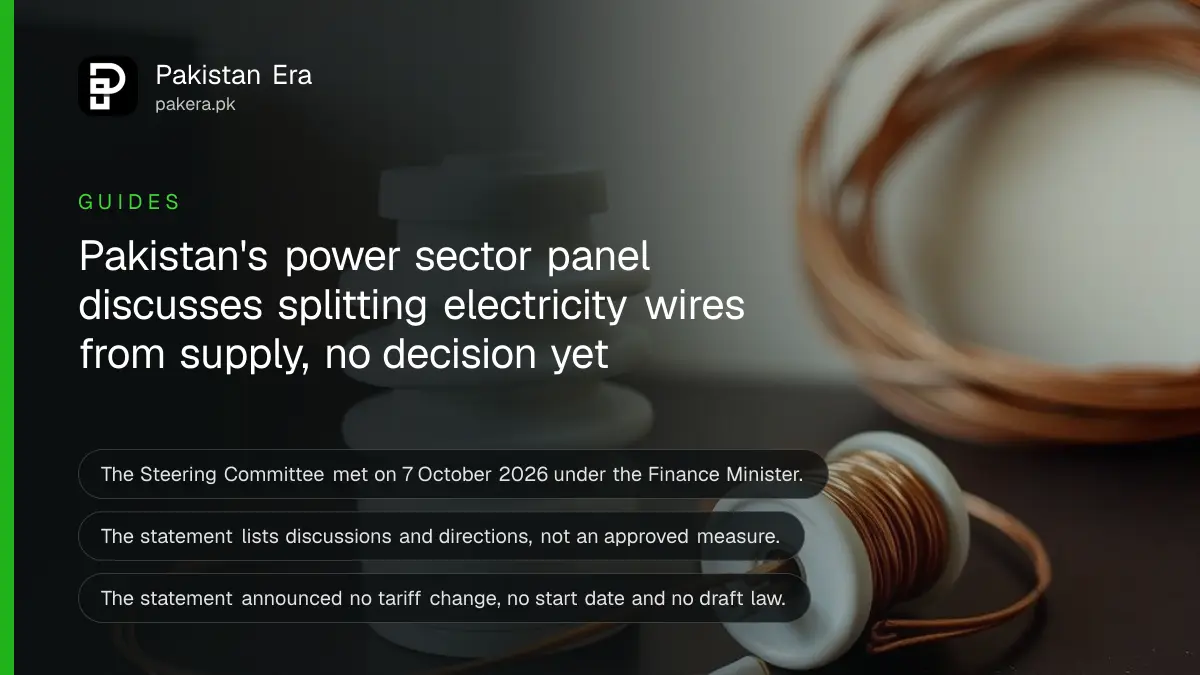 A white ceramic insulator and a coil of copper wire on a dark wooden table against a plain cream wall, for a story on electricity reform