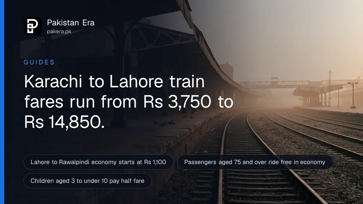 An empty railway platform in Lahore at dawn with the tracks curving away into soft morning mist