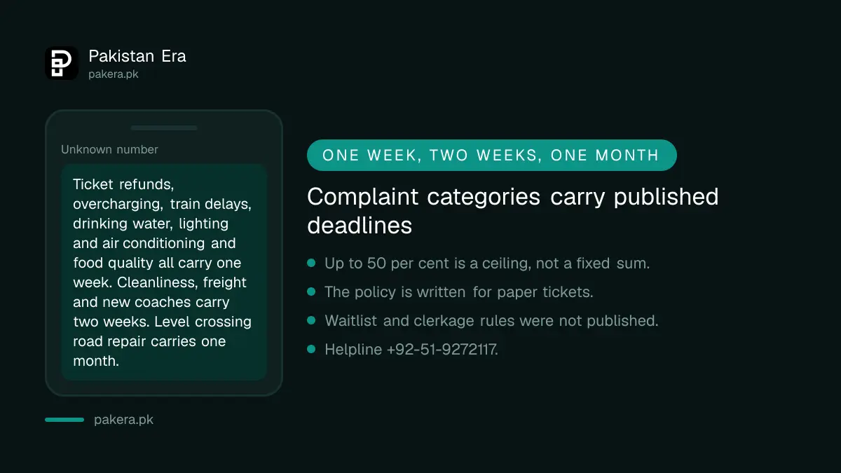 Pakistan Railways complaint resolution times