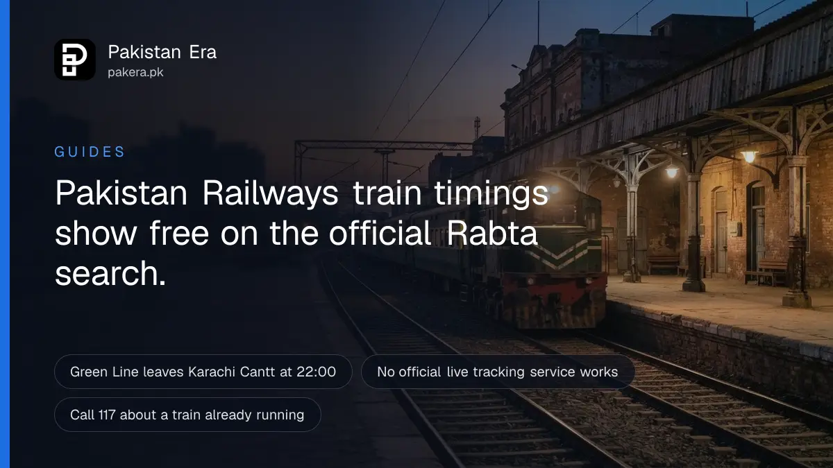 A passenger train pulling into an empty railway platform at dusk in Rawalpindi