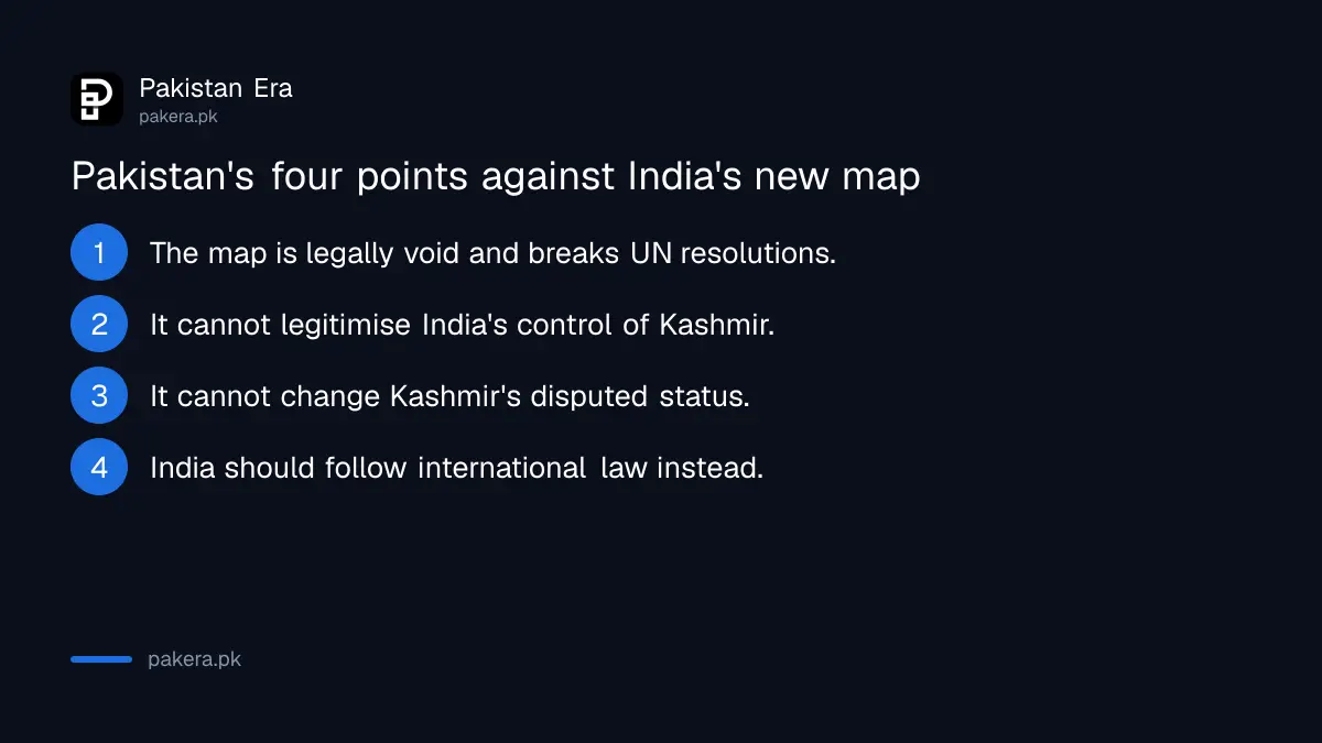 Four points in Pakistan's rejection of India's new political map at the Foreign Office briefing on 9 October 2026