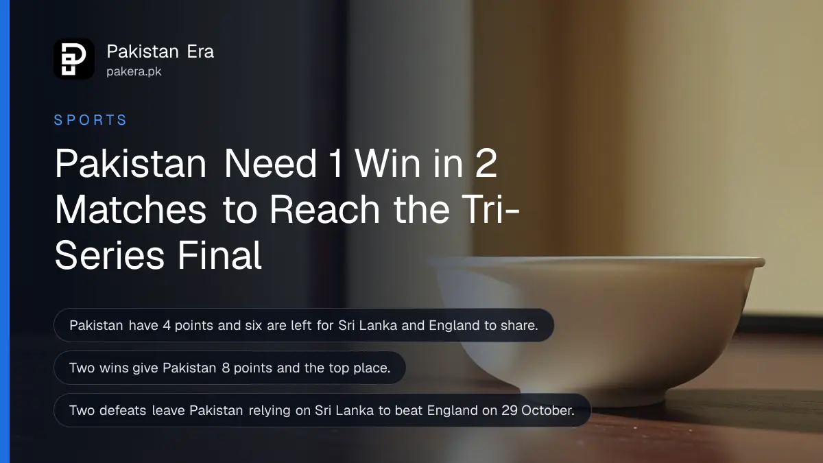 A white porcelain bowl on a dark wooden table, for Pakistan's route to the tri-series final in Lahore