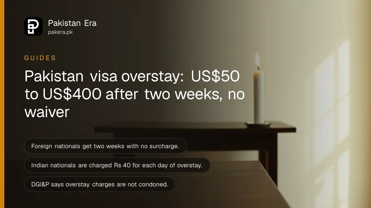 A candle on a dark wooden table, for an article on the Pakistan visa overstay surcharge
