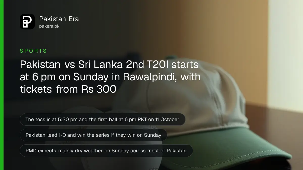 Two white cricket balls and a folded green cap on a dark wooden table under warm evening light, representing the Pakistan vs Sri Lanka 2nd T20I in Rawalpindi