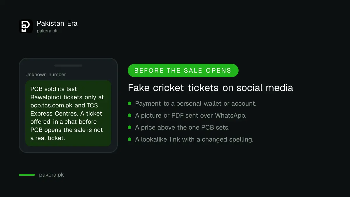 Warning about fake Pakistan vs Sri Lanka cricket ticket sellers on social media