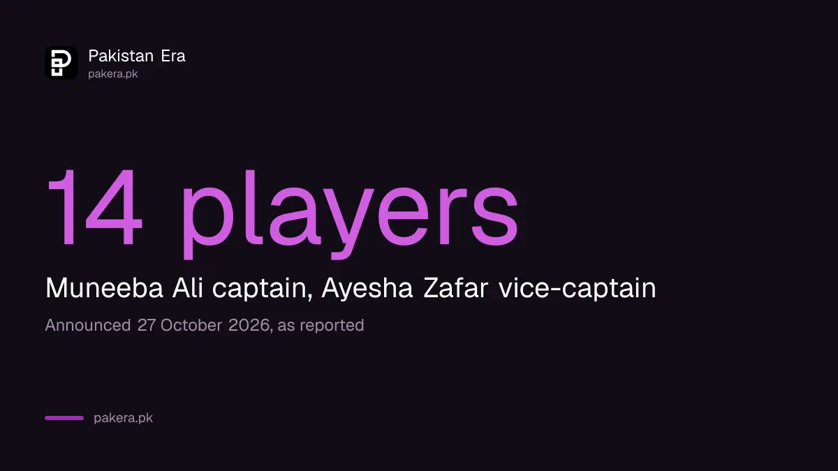 Pakistan squad for the Women's Emerging Nations Trophy 2026: 14 players led by Muneeba Ali Siddiqui