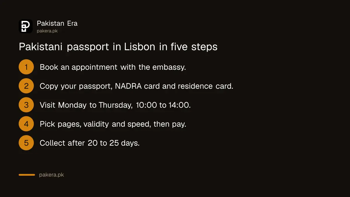 Steps to apply for a Pakistani passport at the embassy in Lisbon