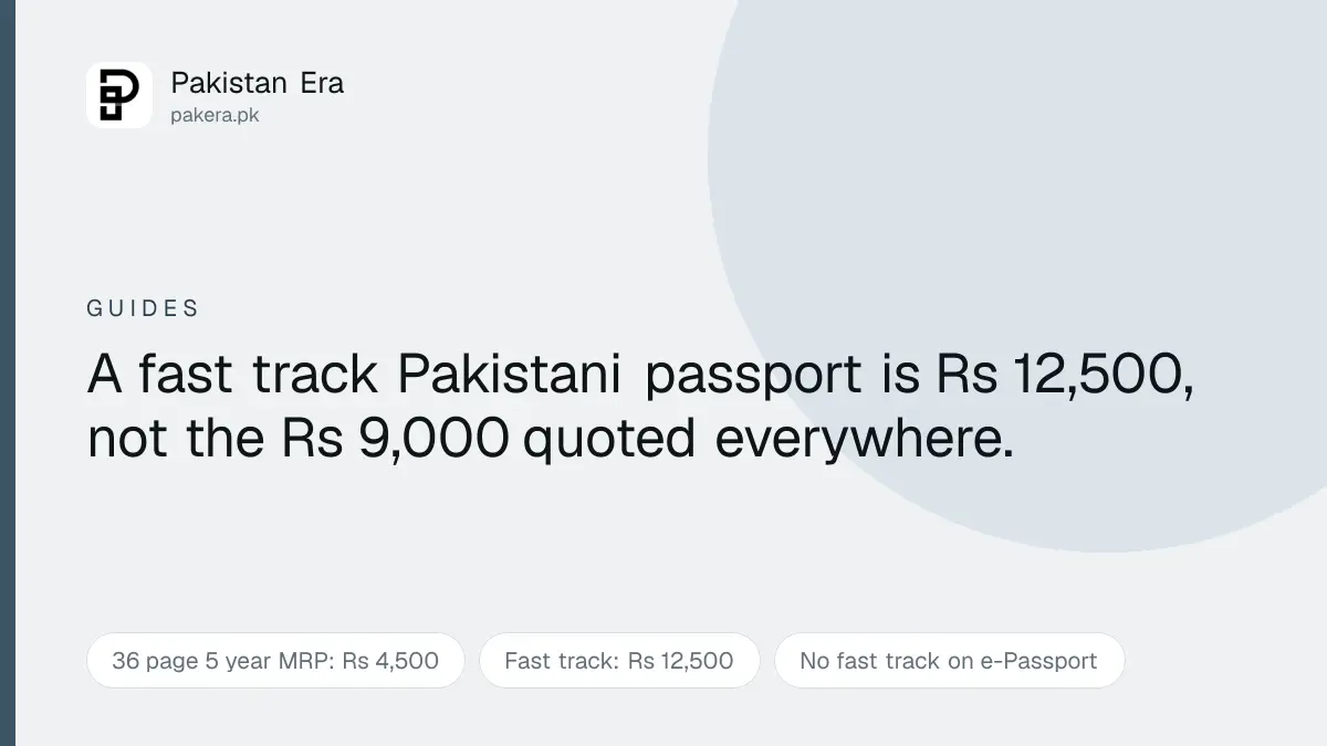 Official Pakistani passport fees for machine readable and e-Passport categories