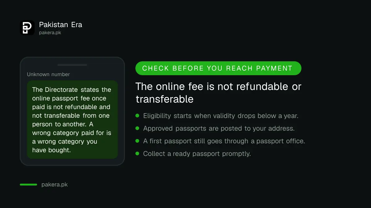 Passport fee rules for online renewal in Pakistan