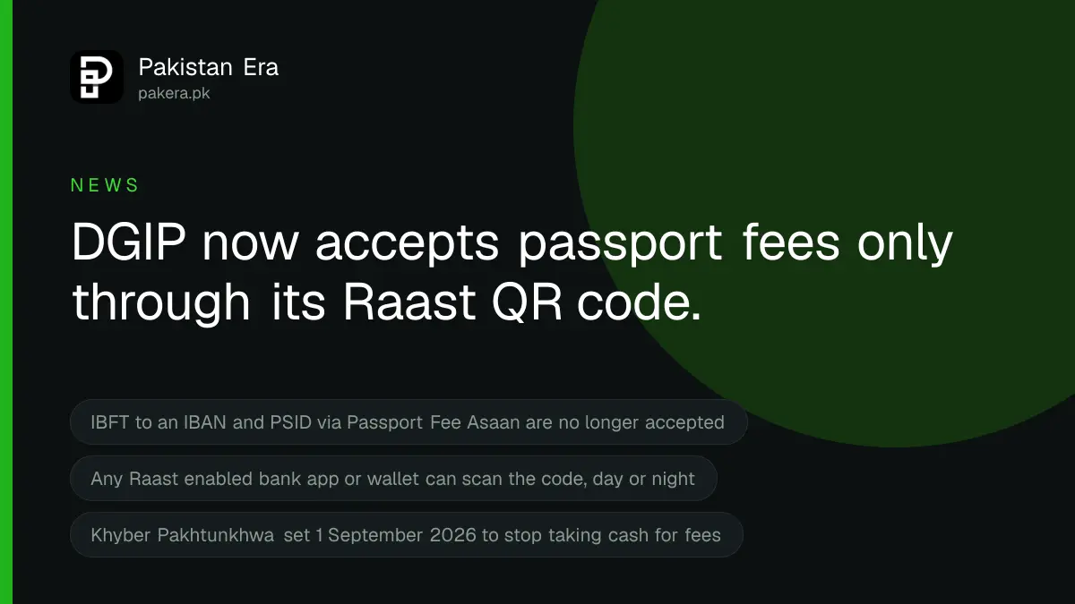 Pay Passport Fee by Raast QR in Pakistan, and KP Goes Cashless