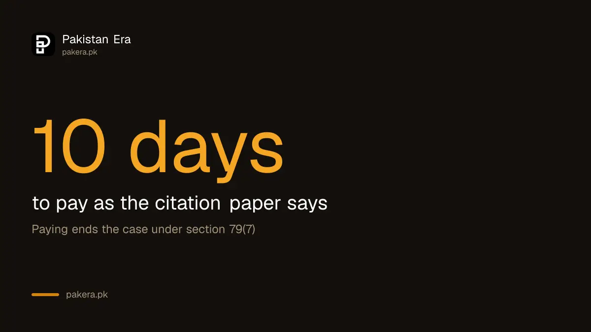 Ten days to pay an NHMP charge sheet fine in Pakistan