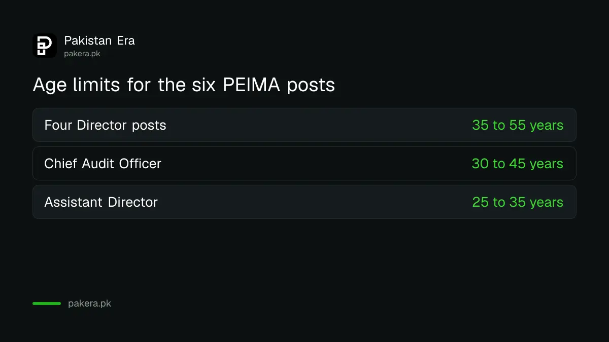 PEIMA Punjab jobs: age limits from 25 to 35 for the Assistant Director up to 35 to 55 for Directors