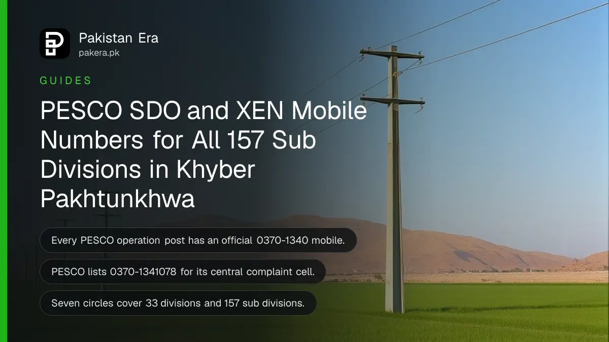 Power lines on tall poles crossing green fields near hills in Khyber Pakhtunkhwa