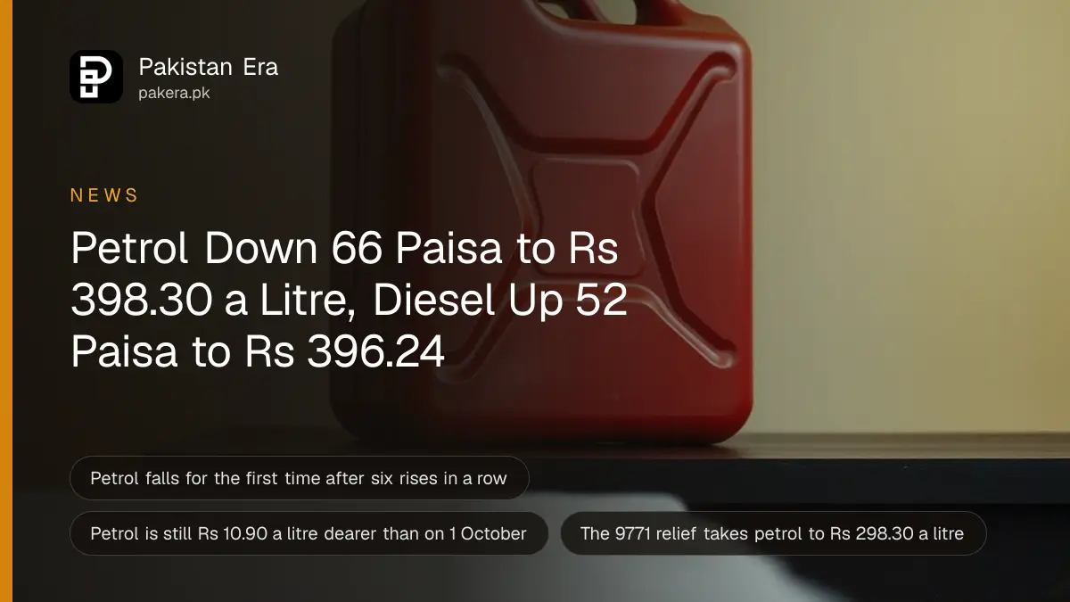 A red metal jerry can on a dark table