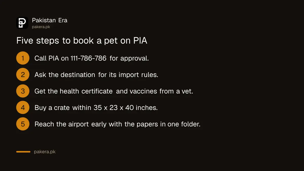 Five steps to book a pet on a PIA flight from Pakistan