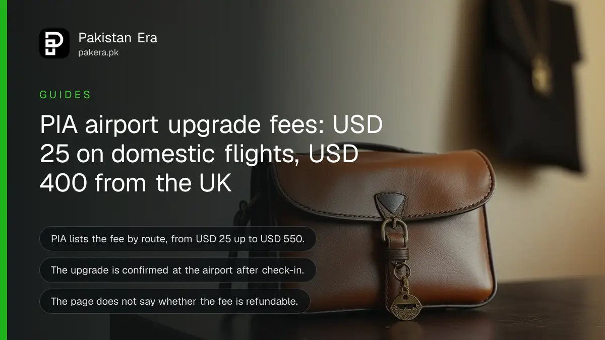 Still life of a small leather satchel and a brass key, for a Pakistan guide on pia post check-in upgrade