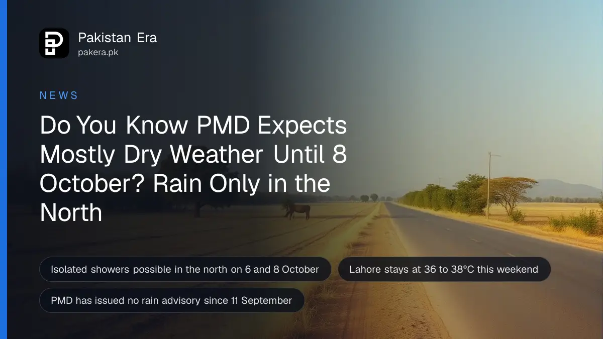 Clear blue sky with a few thin clouds over dry fields and a quiet country road in Punjab in early autumn