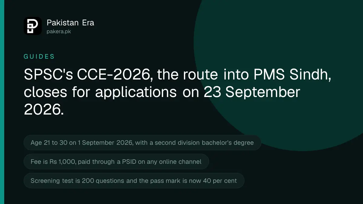 PMS Sindh 2026: How to Apply for the SPSC CCE Before 23 September