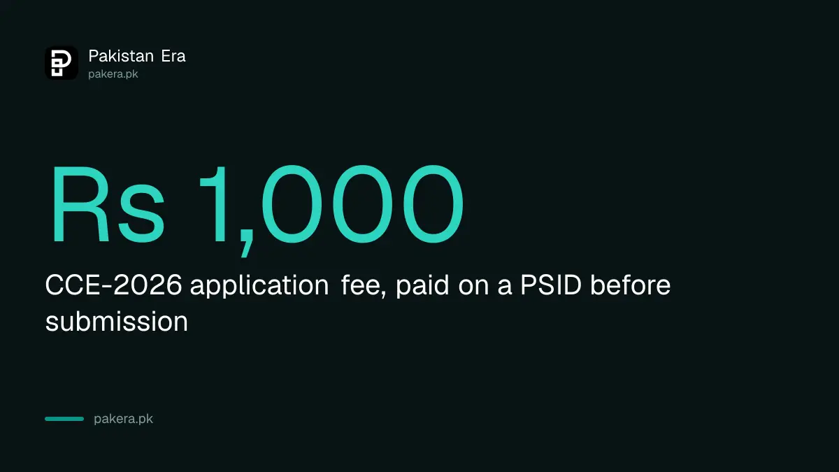 CCE-2026 application fee of Rs 1,000 paid through a PSID