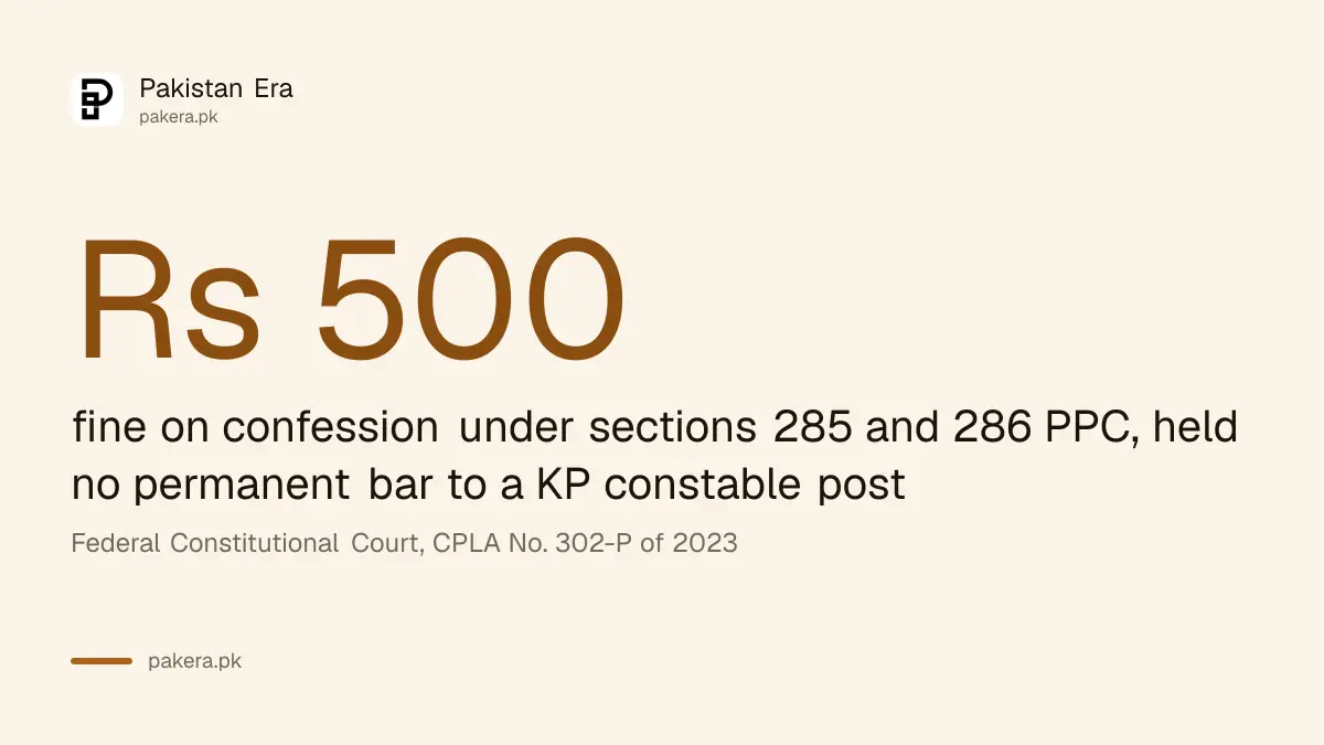 A Rs 500 fine conviction cannot bar a KP police constable job, the Federal Constitutional Court held