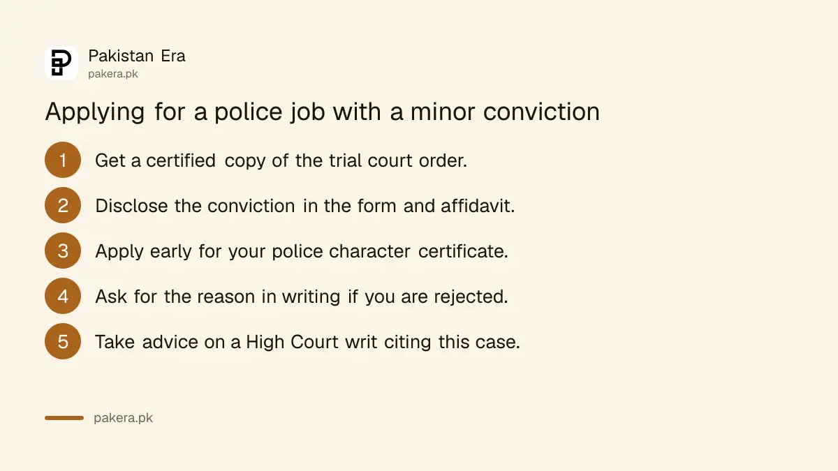 Five steps for a police job applicant in Pakistan with a minor conviction