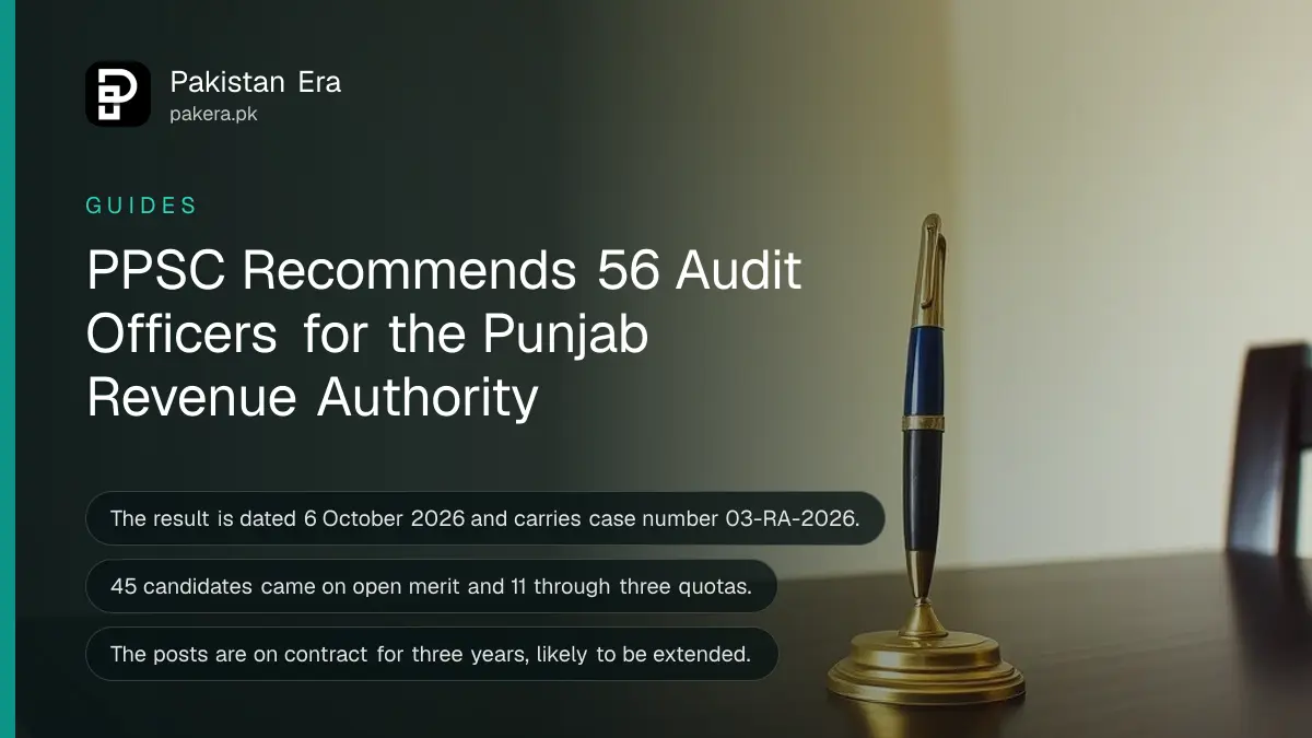 A blue pen in a brass stand on a wooden table, for a guide to the PPSC Audit Officer result in Punjab