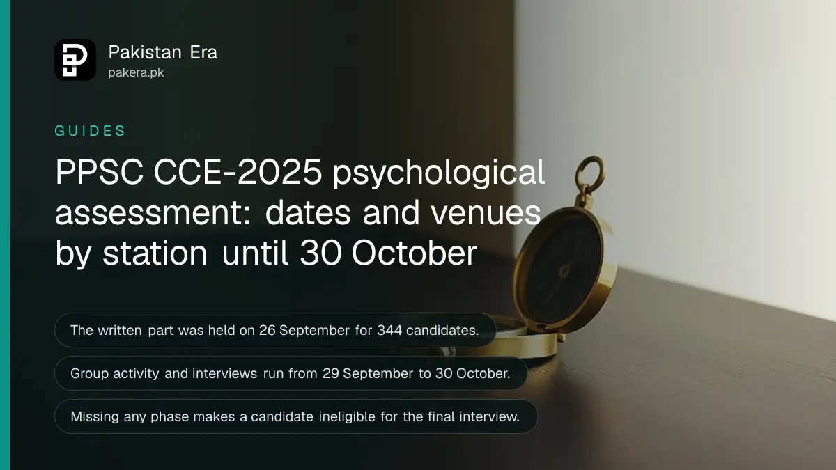 A brass compass on a dark wooden table, for an article on the PPSC CCE-2025 psychological assessment schedule