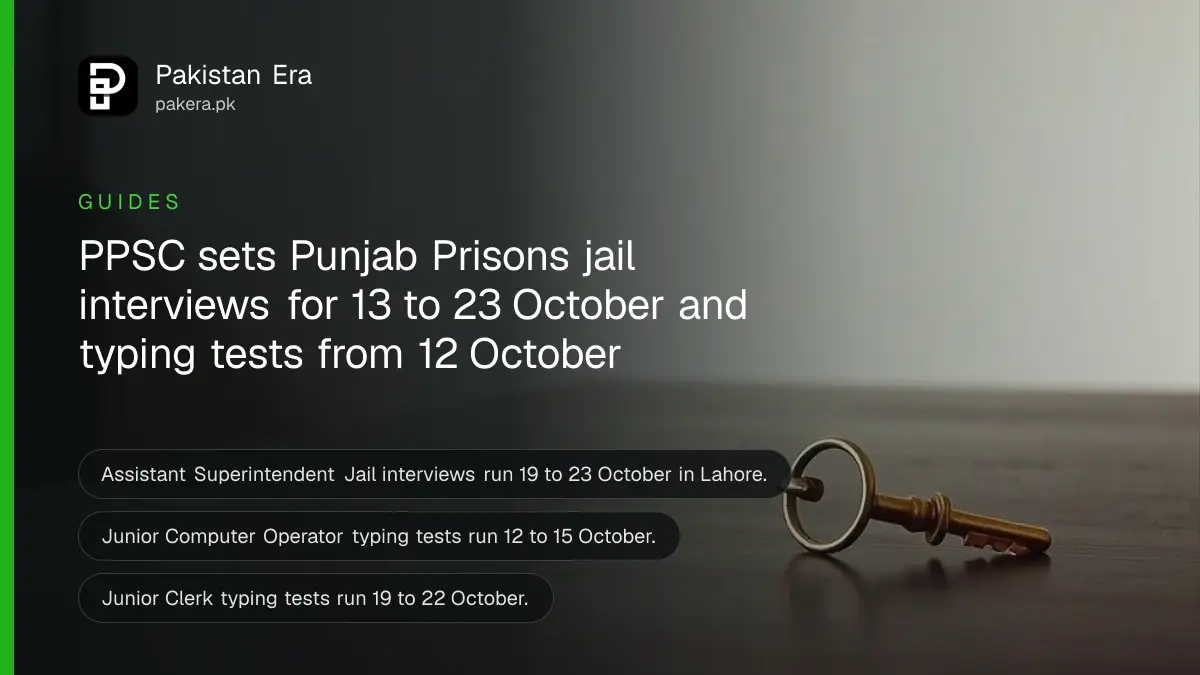 A brass key on a dark wooden table, for an article on ppsc punjab prisons interview schedule