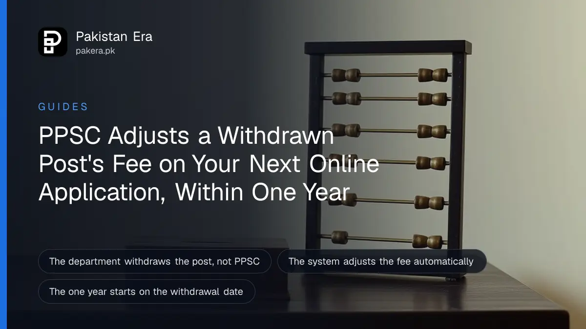 A brass abacus and a small wooden box on a dark wooden table, for a guide to PPSC fee adjustment for withdrawn posts