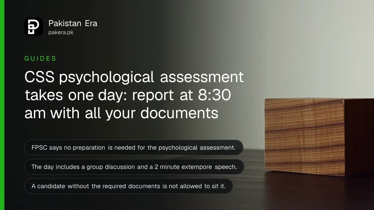 A wooden block on a dark wooden table, for a guide to the CSS psychological assessment in Pakistan