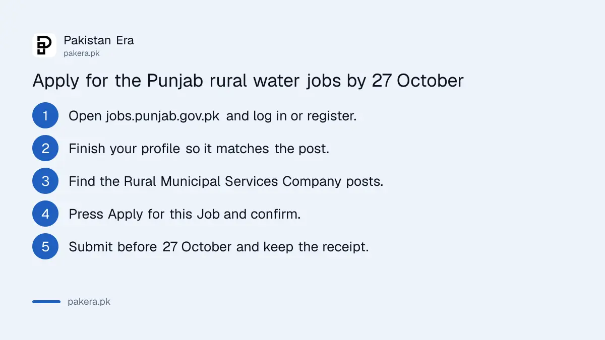 Steps to apply for Punjab Rural Municipal Services Company jobs on the Punjab Job Portal before 27 October 2026