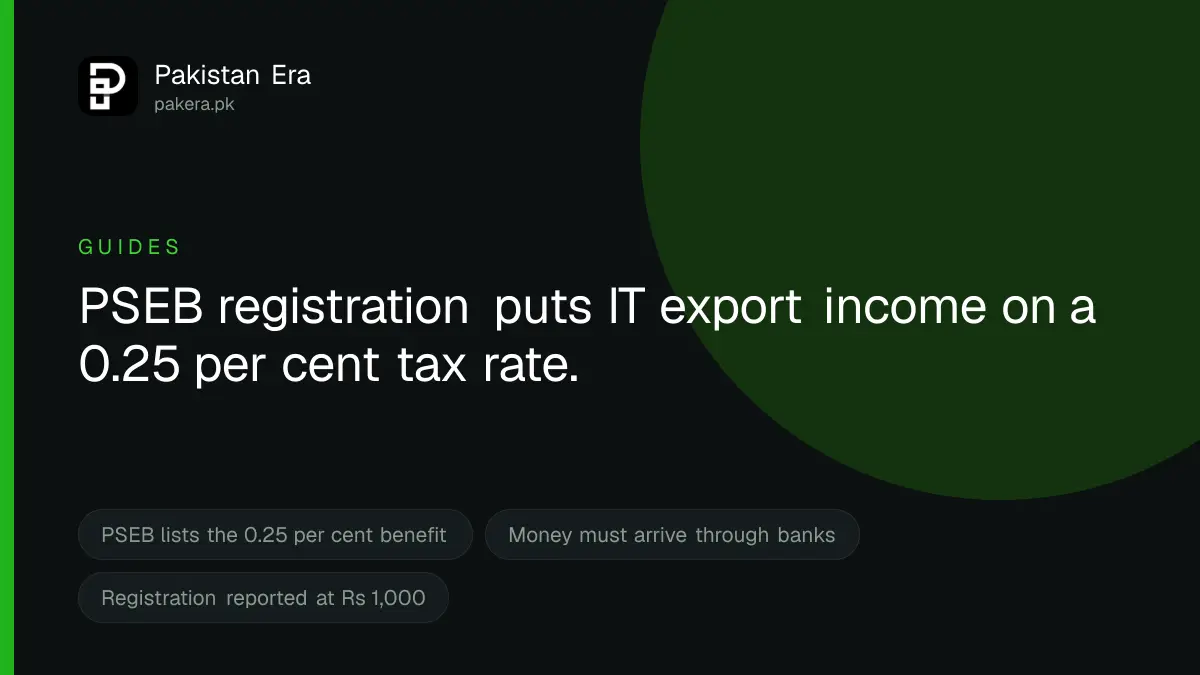 PSEB registration and the 0.25 per cent freelancer tax rate in Pakistan