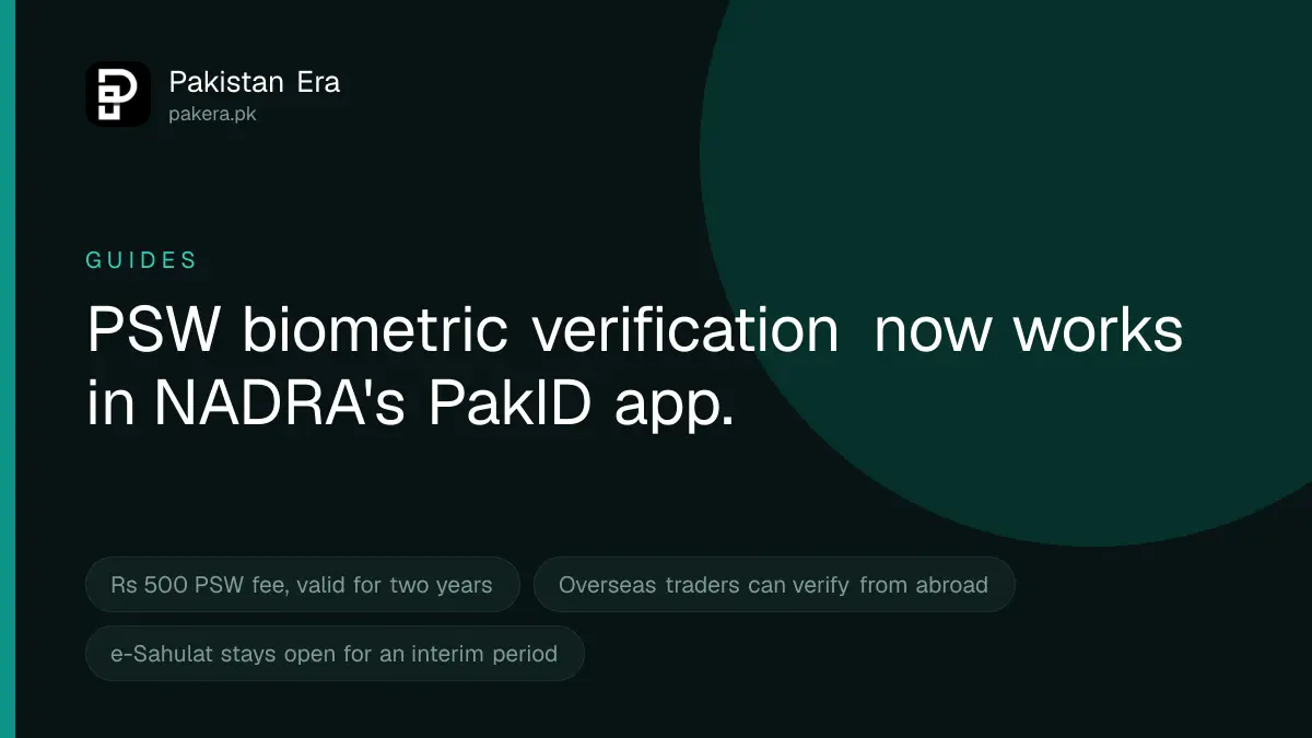 Pakistan Single Window biometric verification on the NADRA PakID app