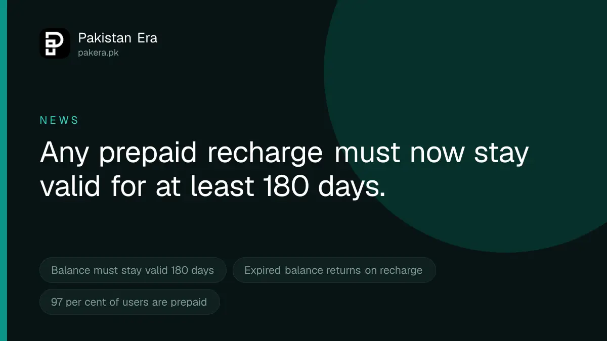 PTA orders 180 day validity on prepaid mobile balance in Pakistan