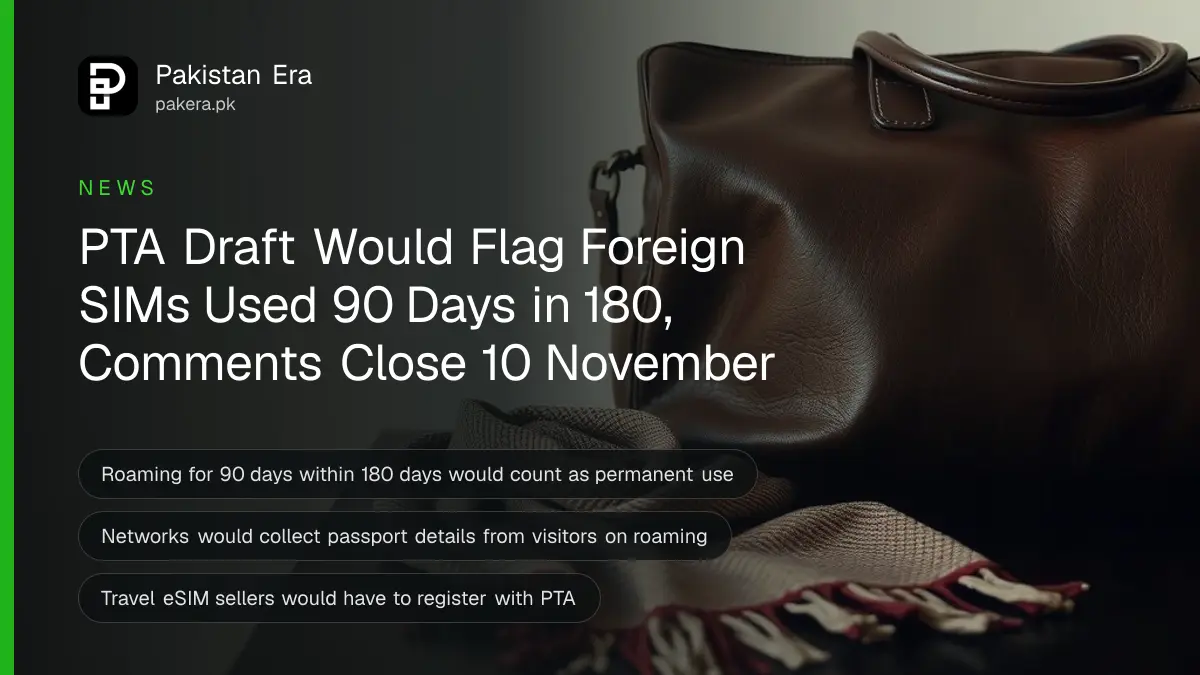 A brown leather travel bag and a folded scarf on a table
