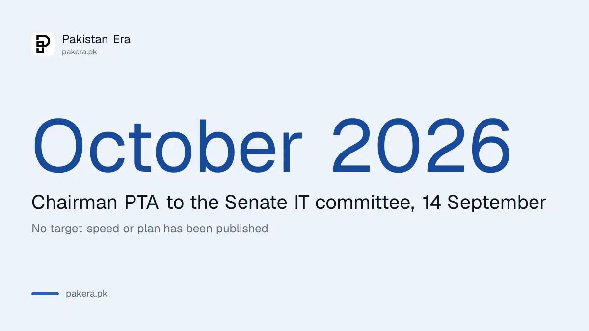 PTA chairman told the Senate IT committee on 14 September 2026 that connectivity issues would be addressed by October 2026
