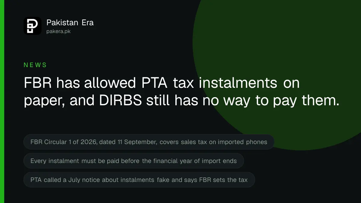 PTA tax instalments allowed by FBR but not yet available on DIRBS
