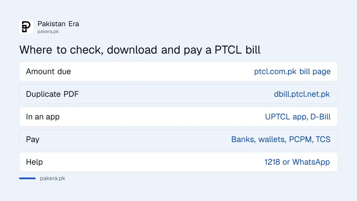 Where to check, download and pay a PTCL bill online