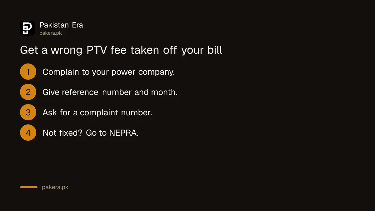Where to complain if an electricity bill still charges a PTV fee