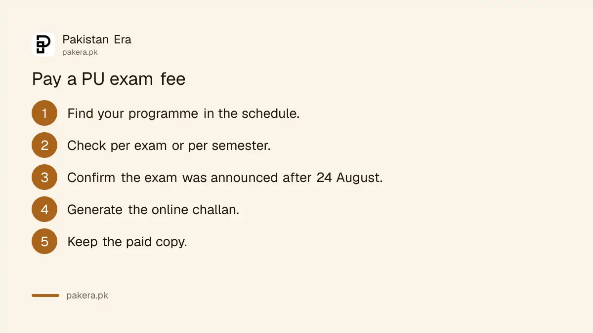 Steps to pay a Punjab University exam fee in 2026