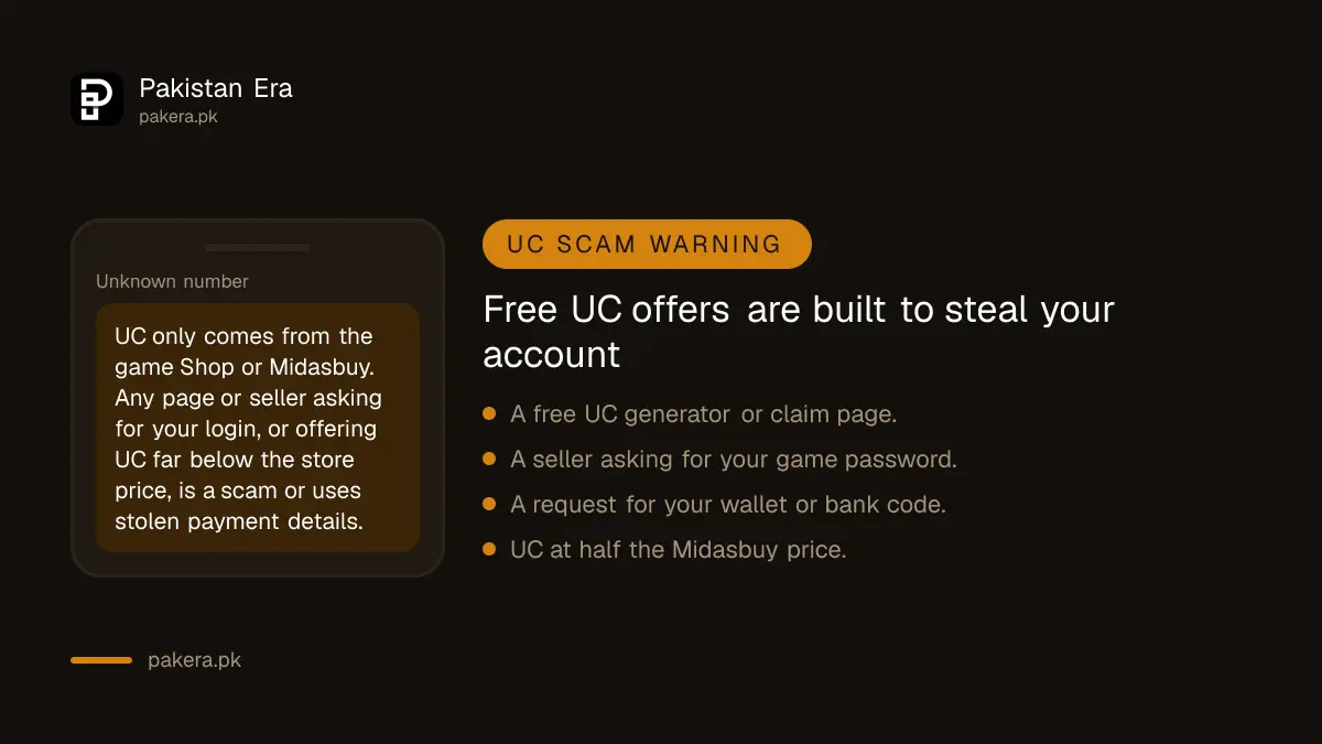 Warning signs of PUBG UC scams in Pakistan